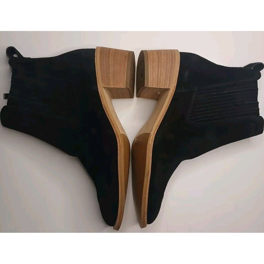 PAUL GREEN Sz 5.5 Sante Soft Black Suede Stretch Panel Zip-up Bootie Western - Picture 4 of 16